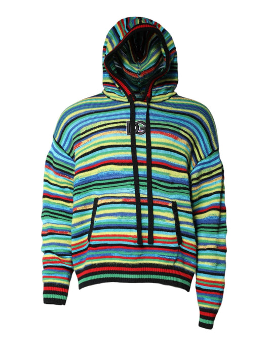 Dolce & Gabbana Multicolor Cotton Hooded Pullover Sweater by Dolce & Gabbana