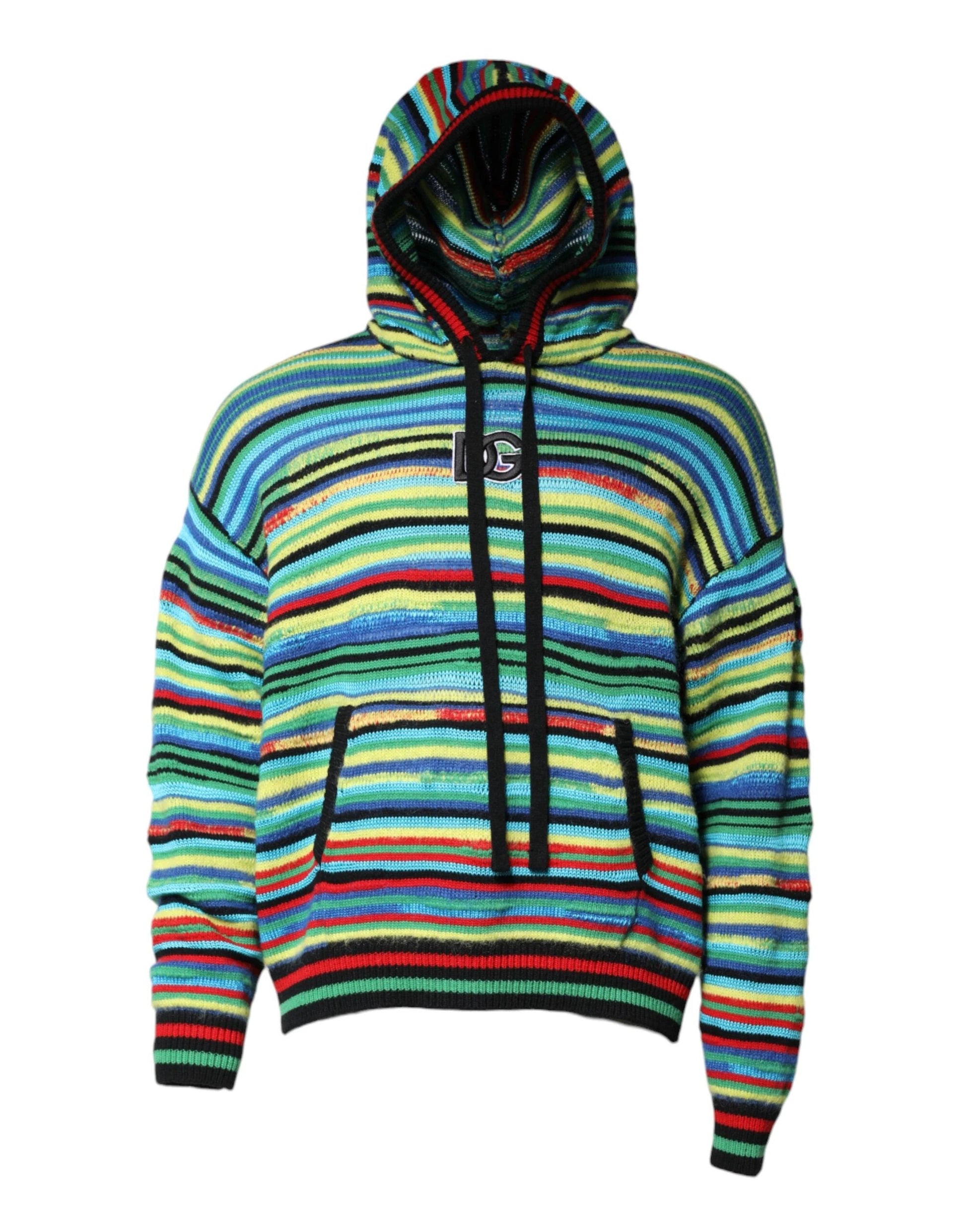 Dolce & Gabbana Multicolor Cotton Hooded Pullover Sweater by Dolce & Gabbana