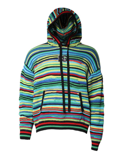 Dolce & Gabbana Multicolor Cotton Hooded Pullover Sweater by Dolce & Gabbana