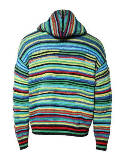 Dolce & Gabbana Multicolor Cotton Hooded Pullover Sweater by Dolce & Gabbana
