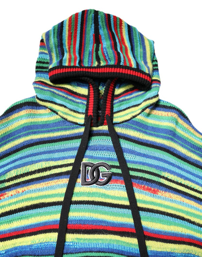 Dolce & Gabbana Multicolor Cotton Hooded Pullover Sweater by Dolce & Gabbana