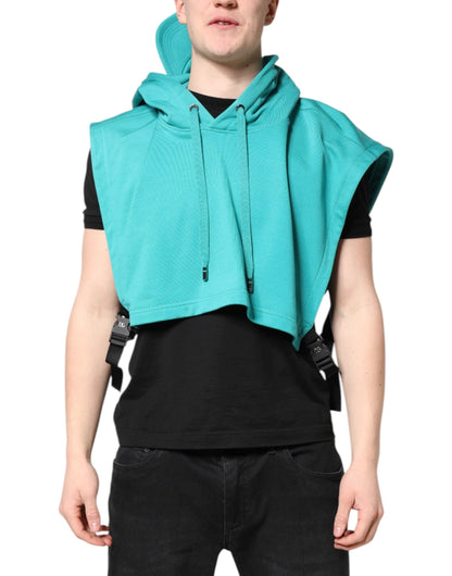 Dolce & Gabbana Green Cotton Hooded Men Sportswear Vest Sweater by Dolce & Gabbana