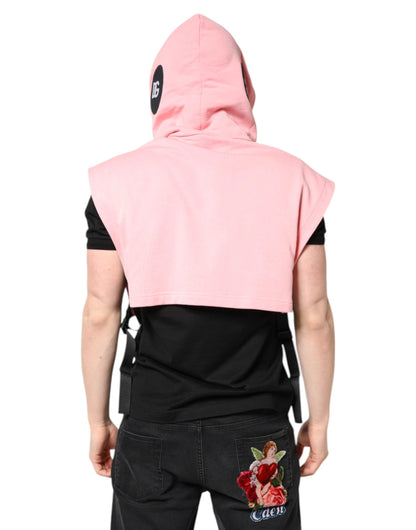Dolce & Gabbana Pink Cotton Hooded Men Sportswear Vest Sweater by Dolce & Gabbana