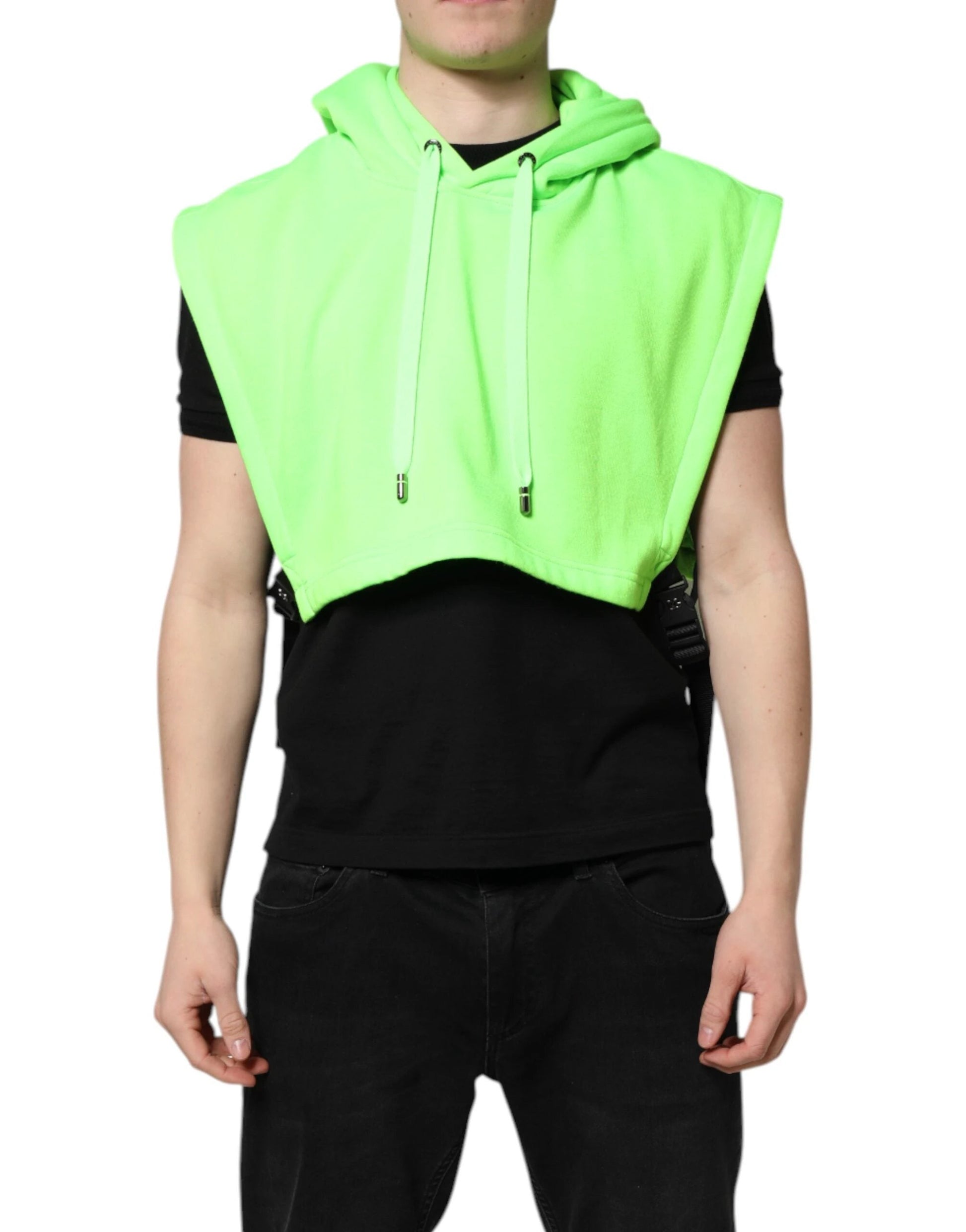 Dolce & Gabbana Green Polyester Hooded Sportswear Vest Sweater by Dolce & Gabbana