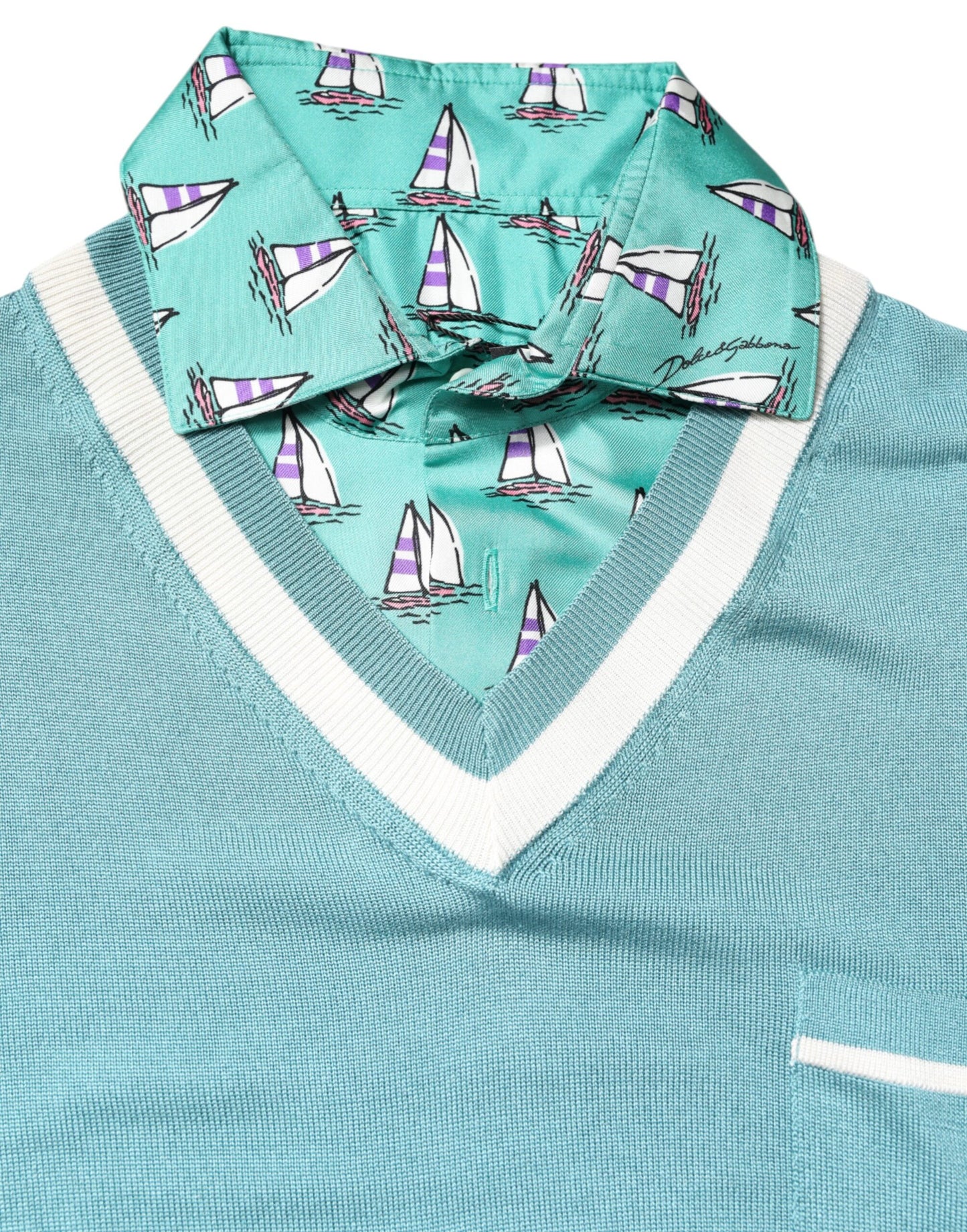 Dolce & Gabbana Green Printed Collared Short Sleeve T-shirt