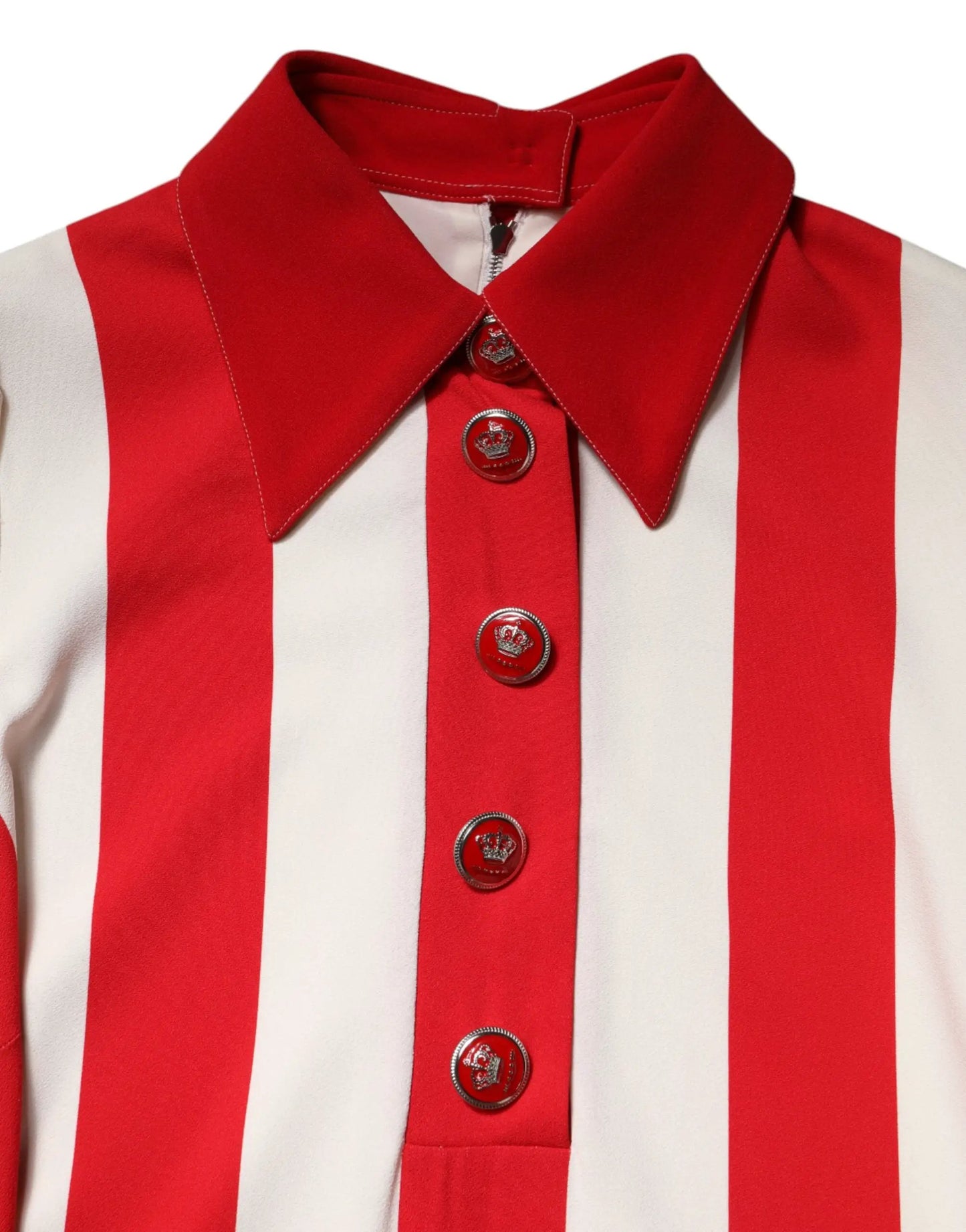 Dolce & Gabbana White Red Stripes Long Sleeves Mini Dress by Dolce & Gabbana