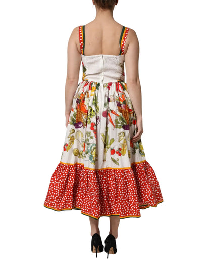 Dolce & Gabbana White Vegetables Sleeveless A-line Dress by Dolce & Gabbana