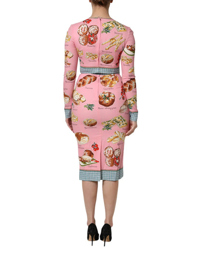 Dolce & Gabbana Pink Pastry Print Bodycon Sheath Midi Dress by Dolce & Gabbana