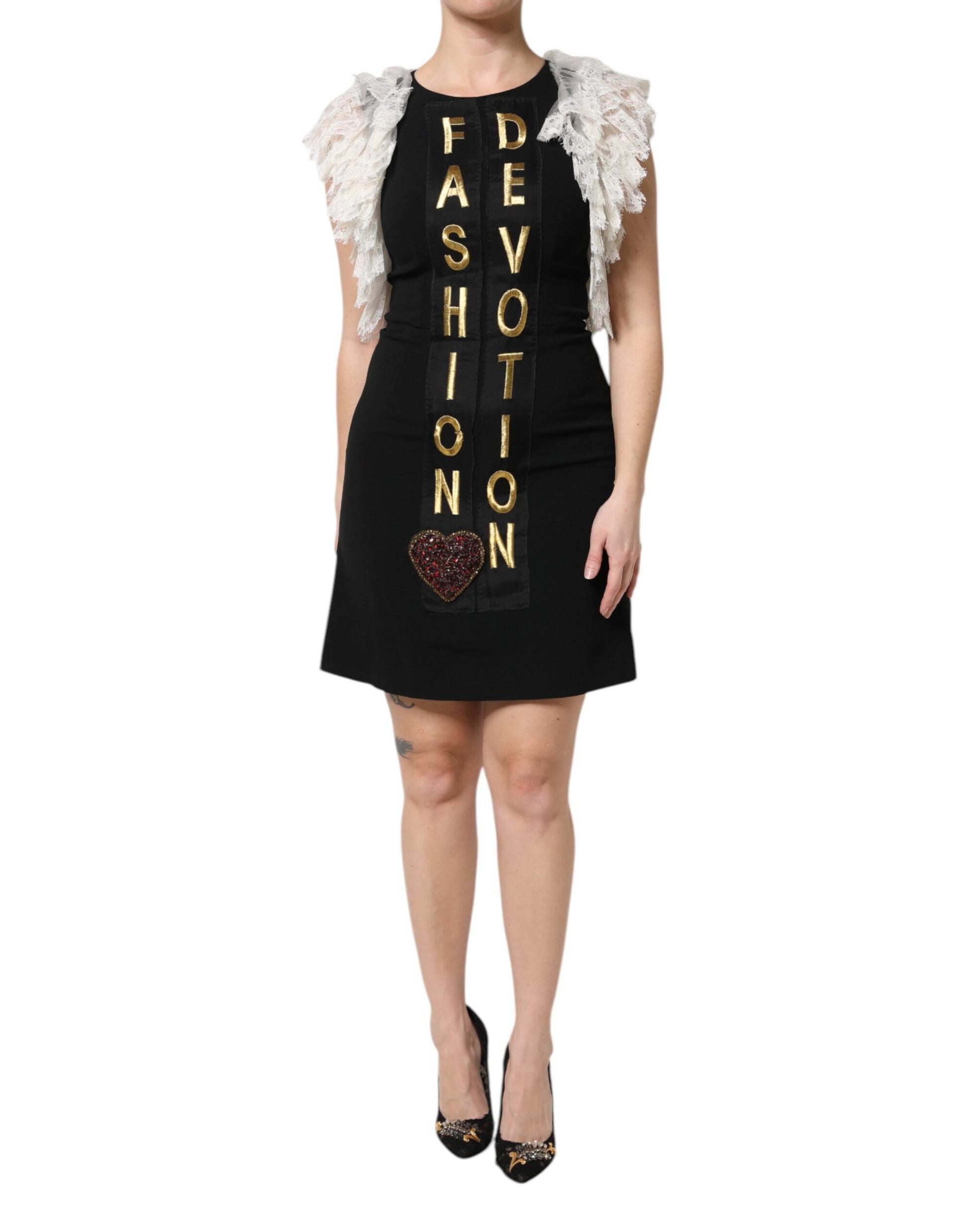 Dolce & Gabbana Black Fashion Devotion Embellish Mini Dress by Dolce & Gabbana