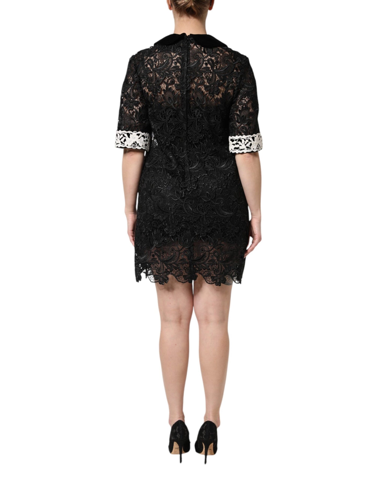 Robe Mini Noire Dolce Gabbana Ornée de Dentelle Florale