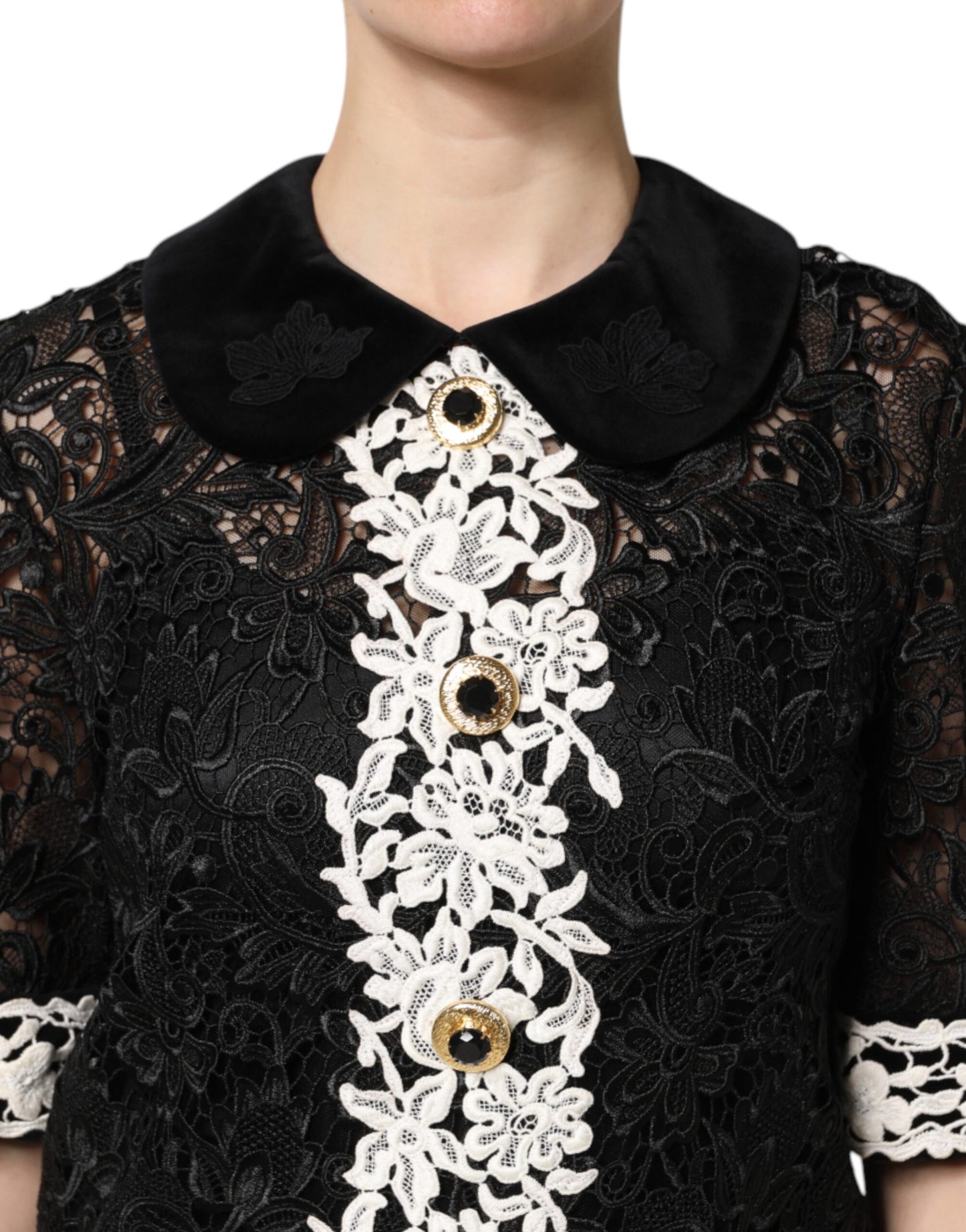 Robe Mini Noire Dolce Gabbana Ornée de Dentelle Florale