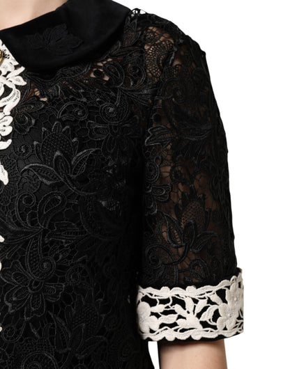 Robe Mini Noire Dolce Gabbana Ornée de Dentelle Florale