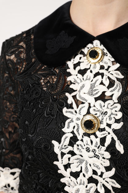 Robe Mini Noire Dolce Gabbana Ornée de Dentelle Florale