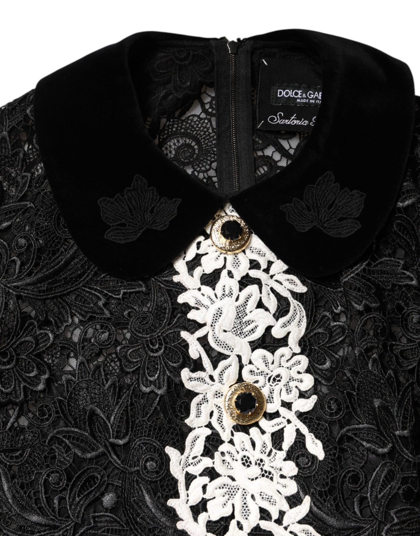 Robe Mini Noire Dolce Gabbana Ornée de Dentelle Florale