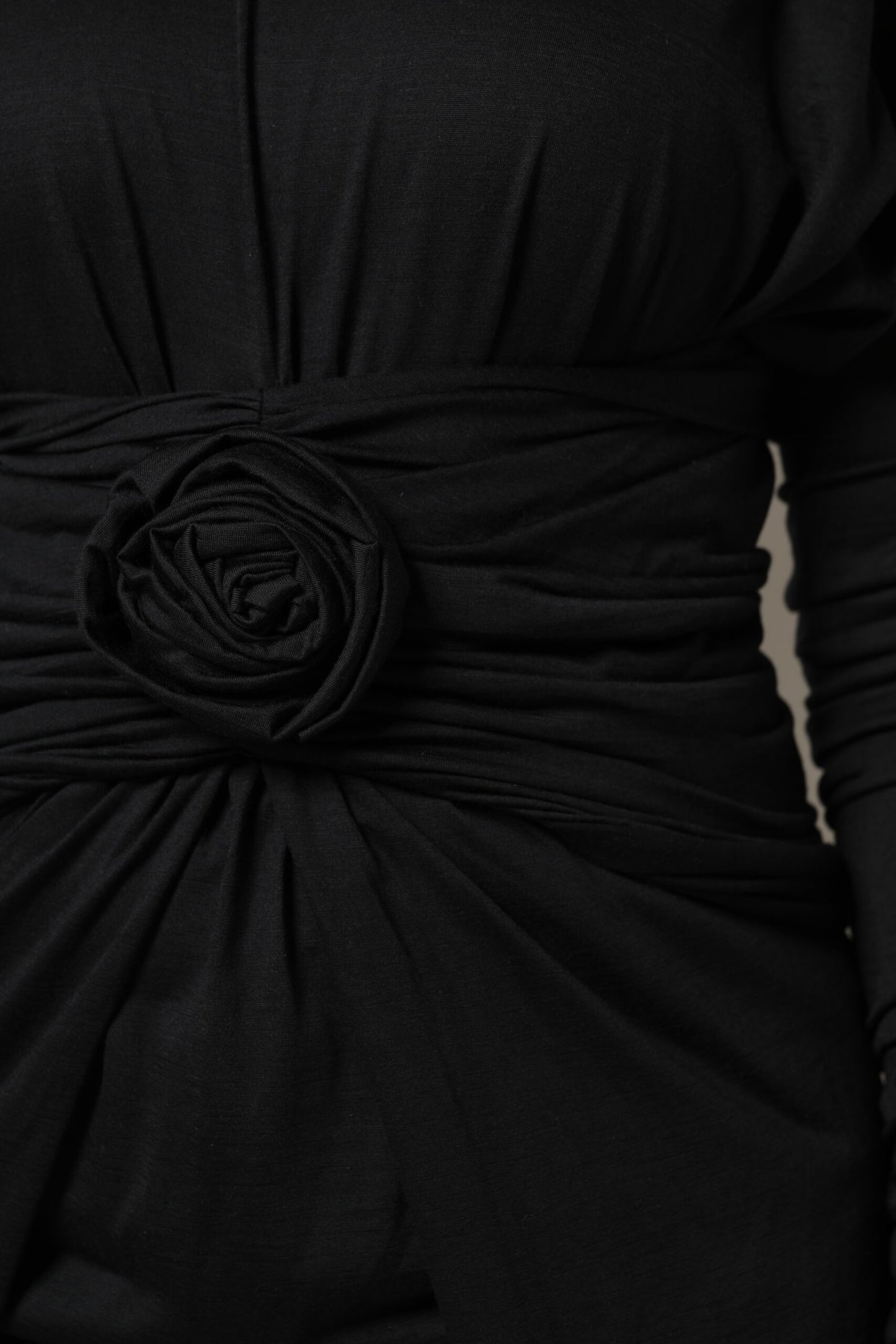 Dolce & Gabbana Black Wool Long Sleeves Sheath Midi Dress by Dolce & Gabbana