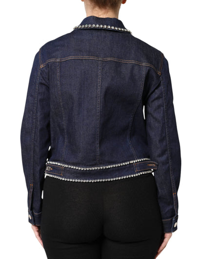 Dolce & Gabbana Blue Denim Cotton Crystal Embellished Jacket by Dolce & Gabbana
