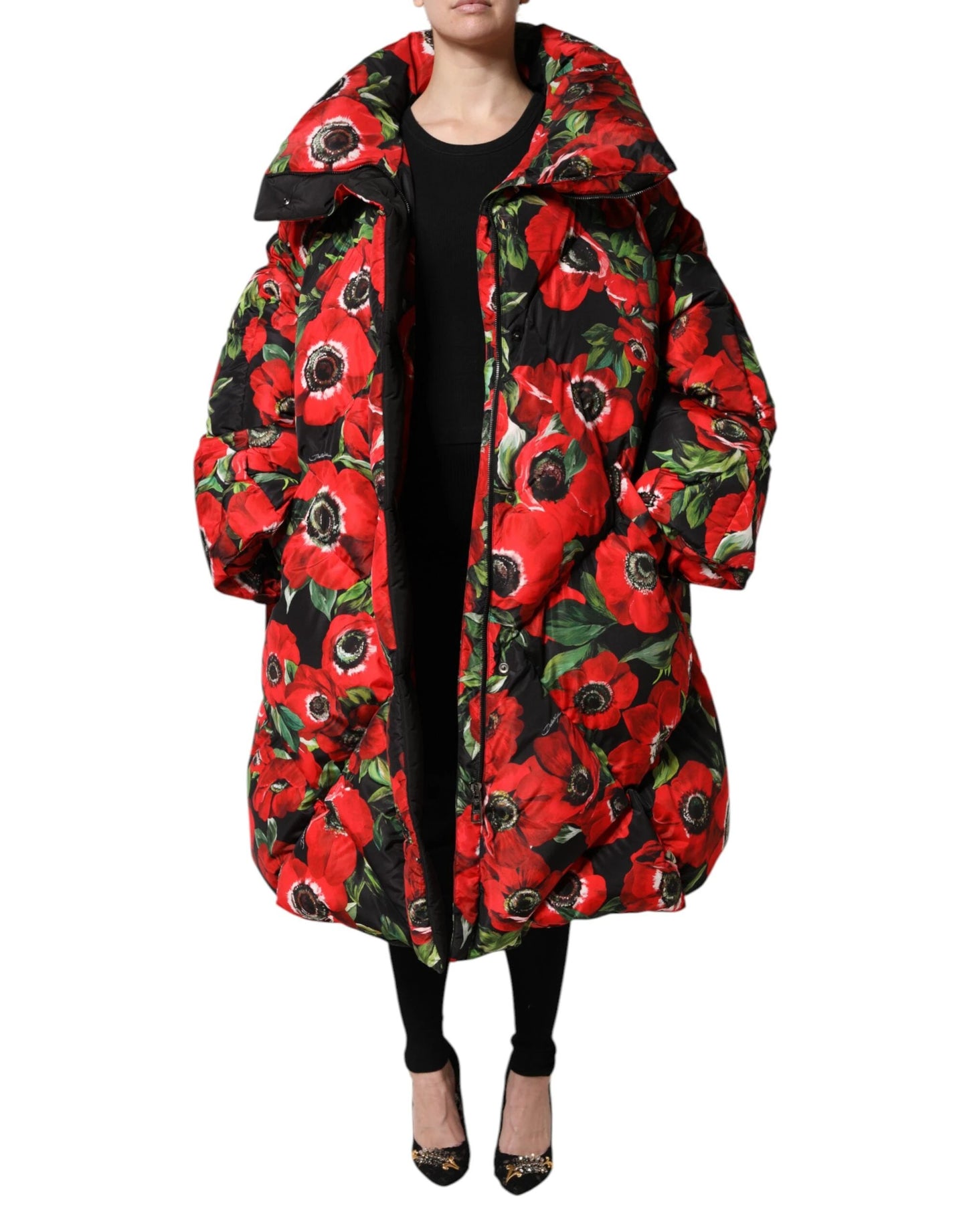 Dolce & Gabbana Multicolor Floral Full Zip Padded Jacket by Dolce & Gabbana