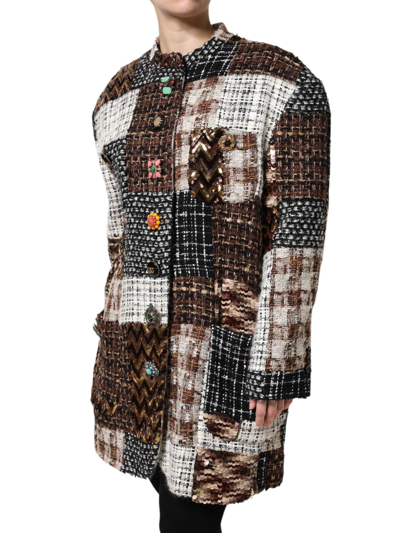 Dolce & Gabbana Multicolor Patchwork Button Down Jacket by Dolce & Gabbana
