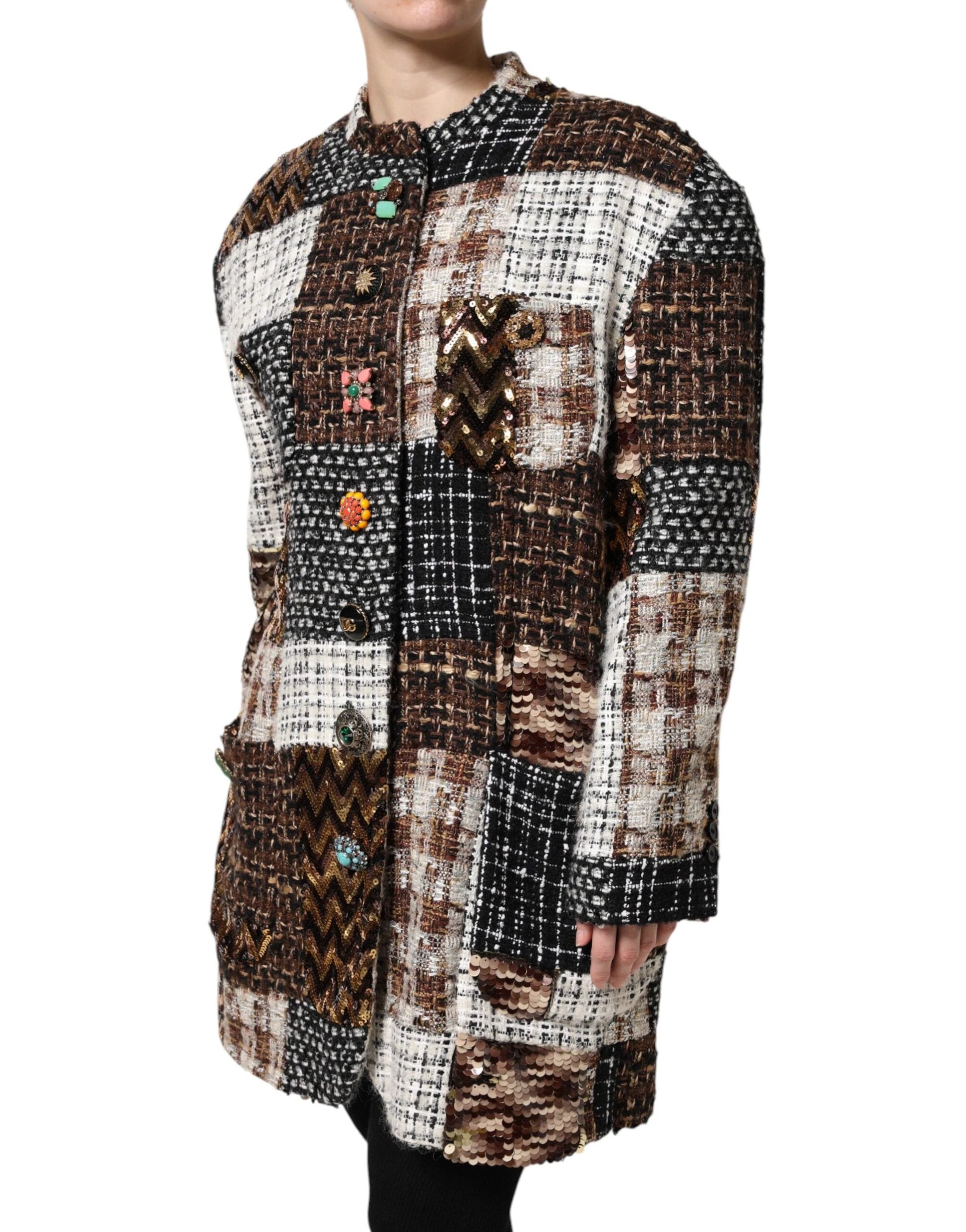 Dolce & Gabbana Multicolor Patchwork Button Down Jacket by Dolce & Gabbana