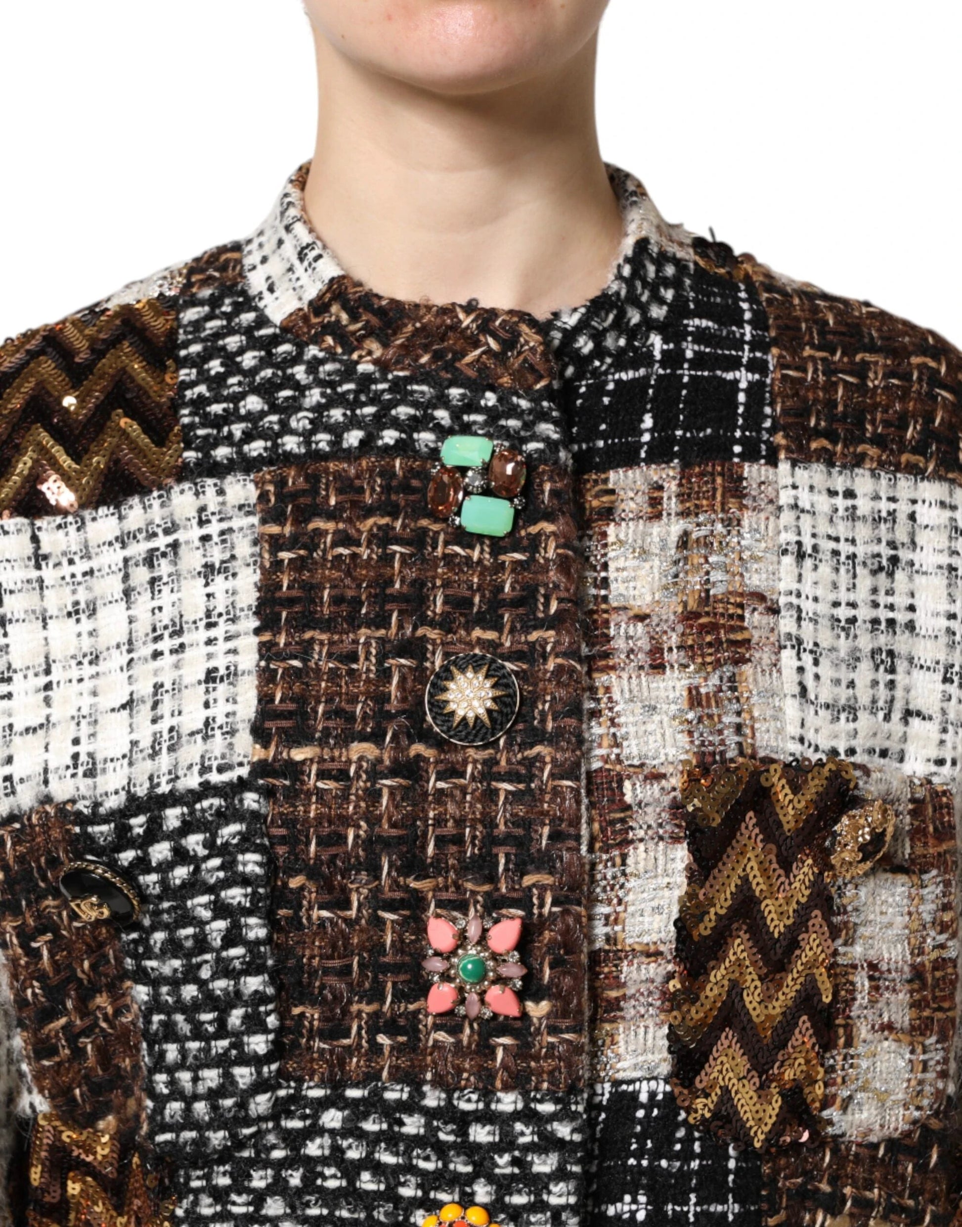 Dolce & Gabbana Multicolor Patchwork Button Down Jacket by Dolce & Gabbana