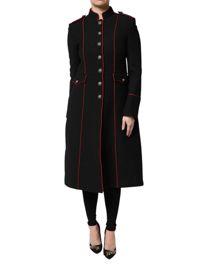 Trench Dolce & Gabbana femme droit en laine vierge noir – JKT41440
