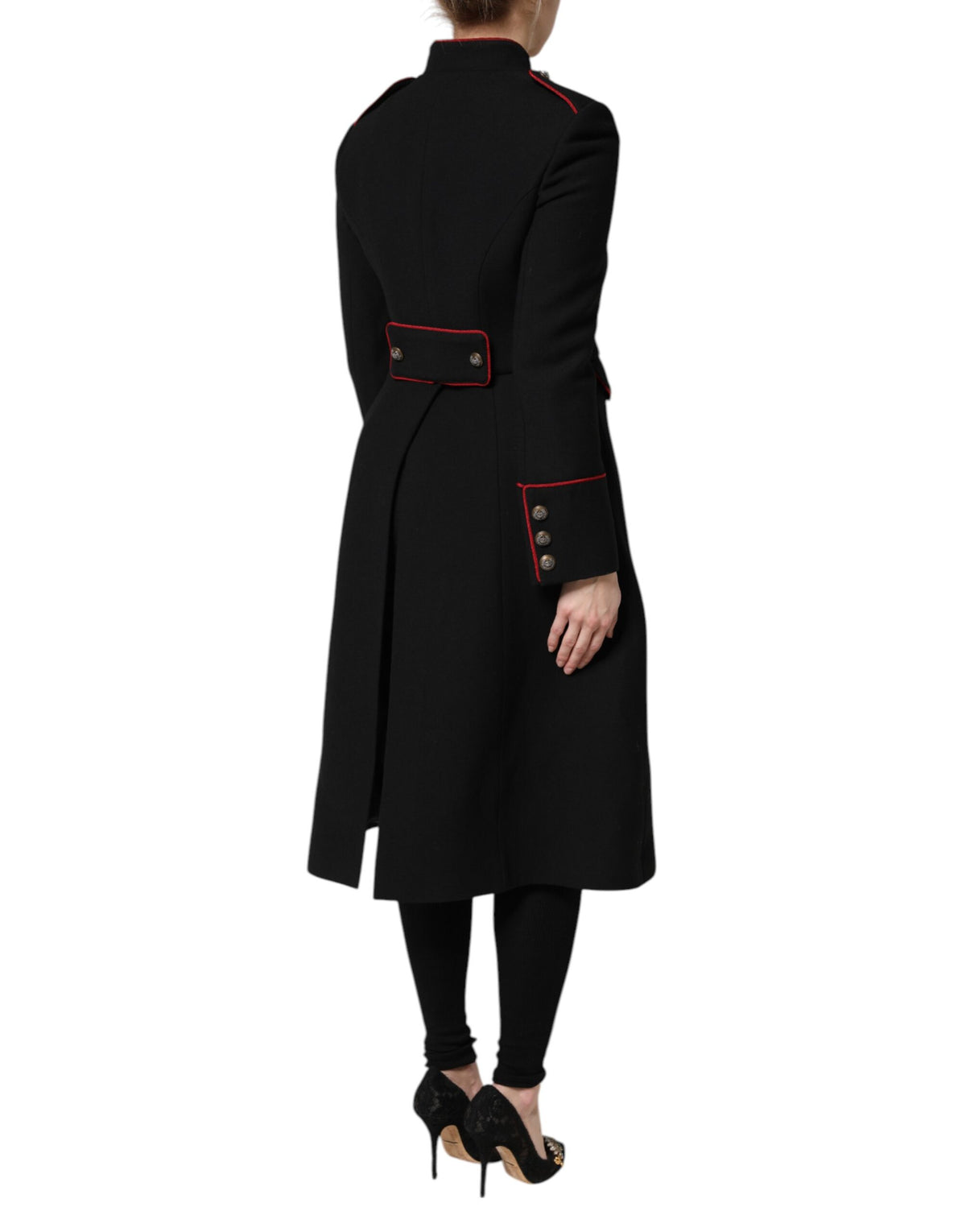 Trench Dolce & Gabbana femme droit en laine vierge noir – JKT41440