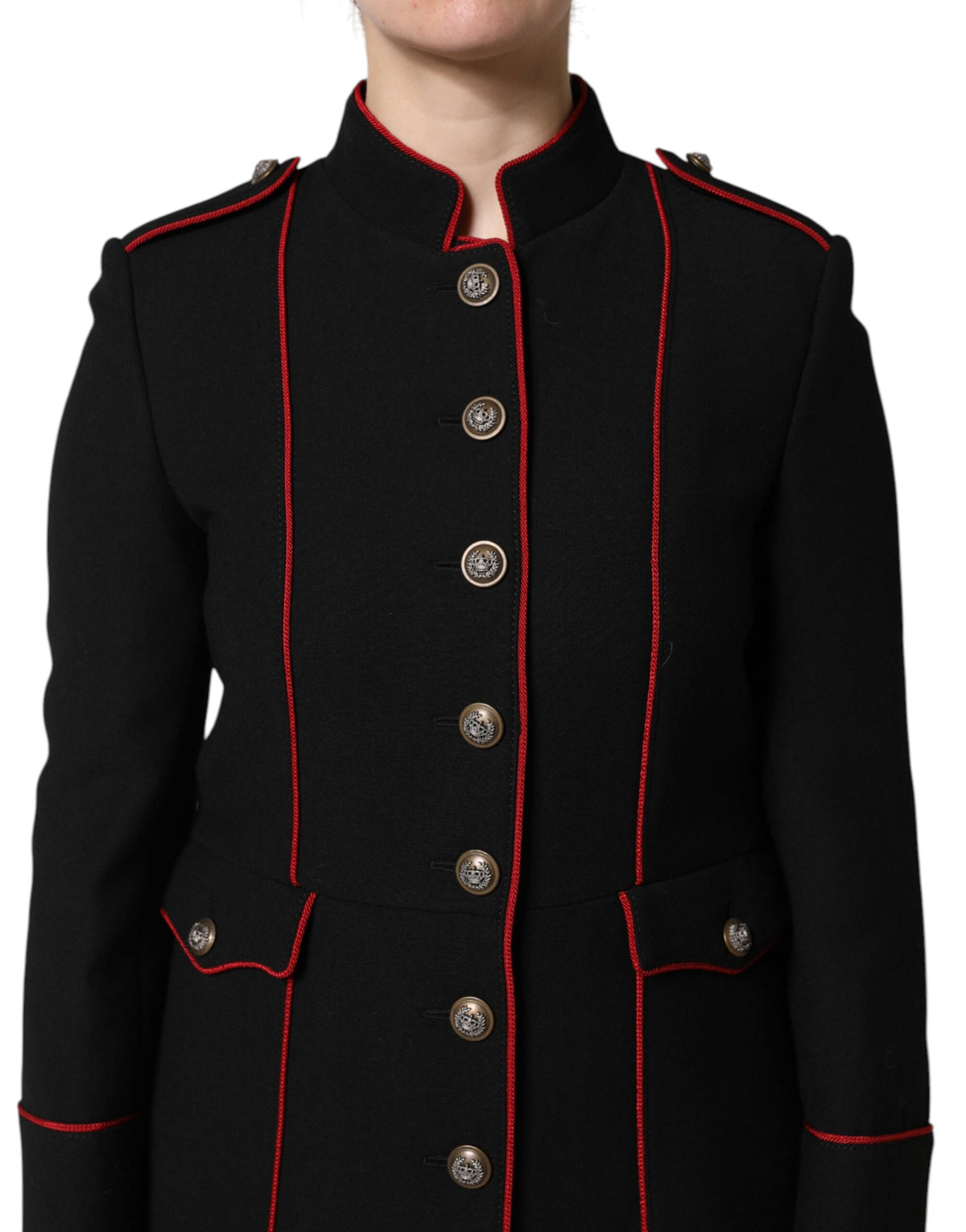 Trench Dolce & Gabbana femme droit en laine vierge noir – JKT41440