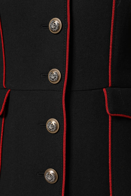 Trench Dolce & Gabbana femme droit en laine vierge noir – JKT41440