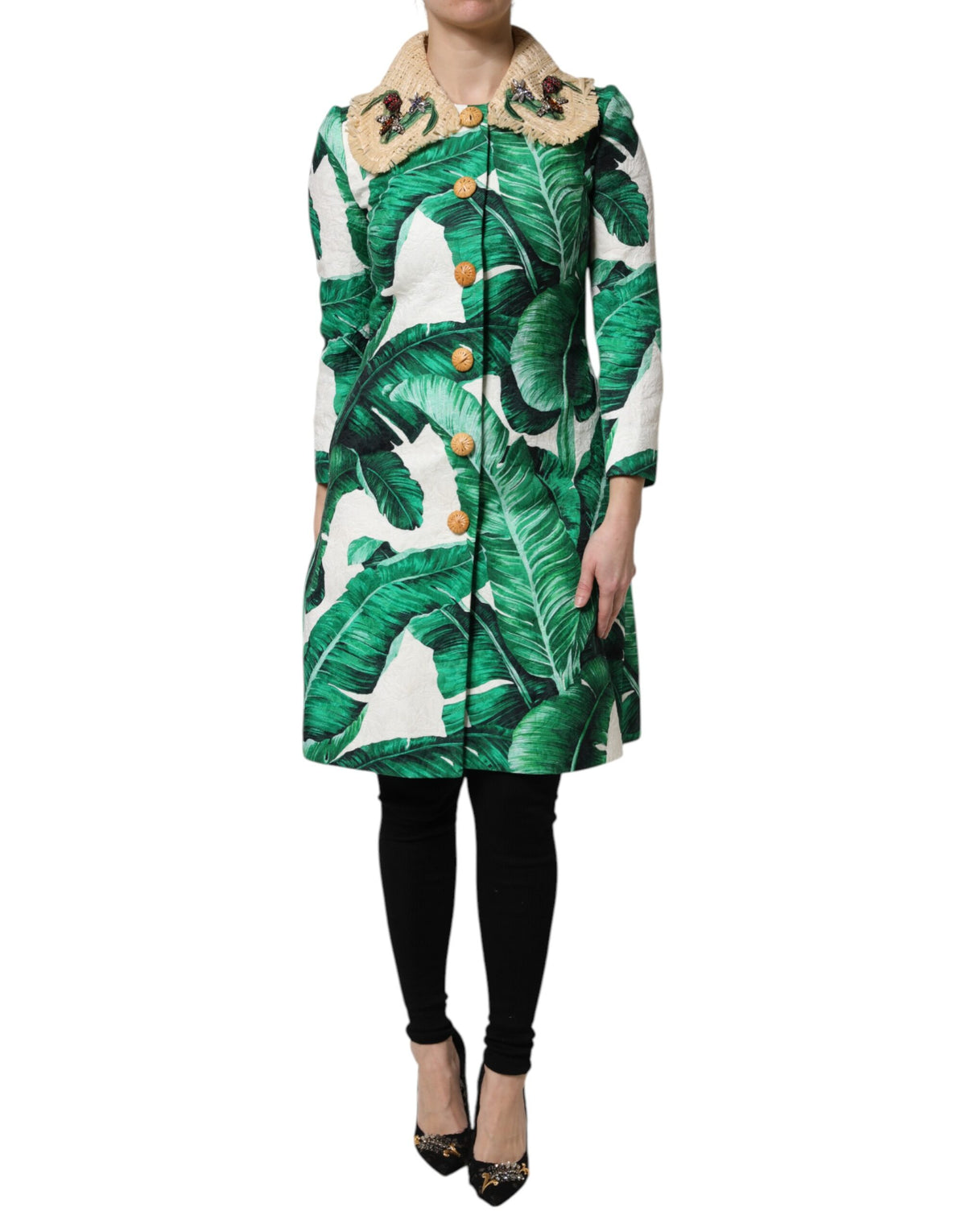 Trench Dolce & Gabbana femme imprimé feuilles en coton multicolore – JKT41444