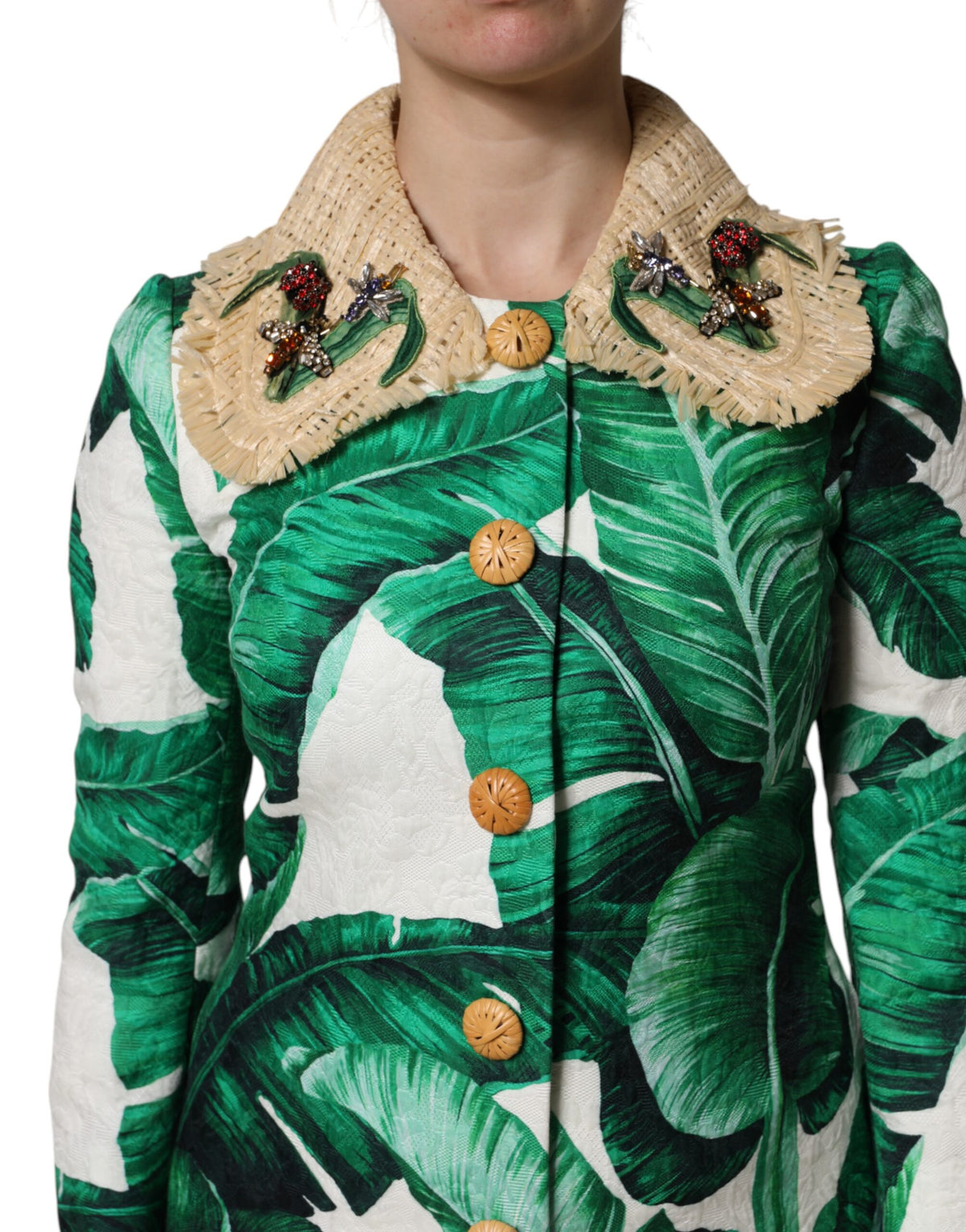 Trench Dolce & Gabbana femme imprimé feuilles en coton multicolore – JKT41444
