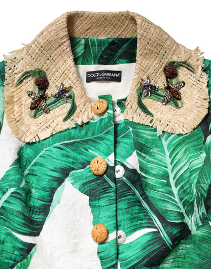 Trench Dolce & Gabbana femme imprimé feuilles en coton multicolore – JKT41444