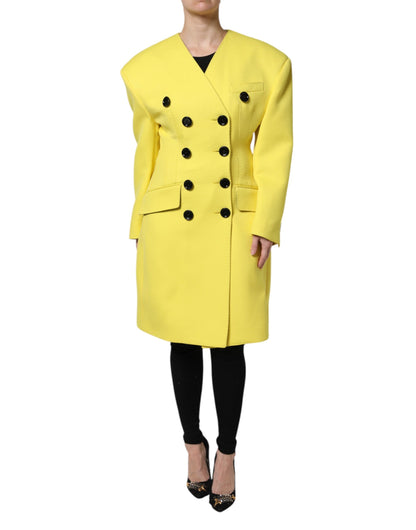 Trench Dolce & Gabbana femme croisé en laine vierge jaune – JKT41446