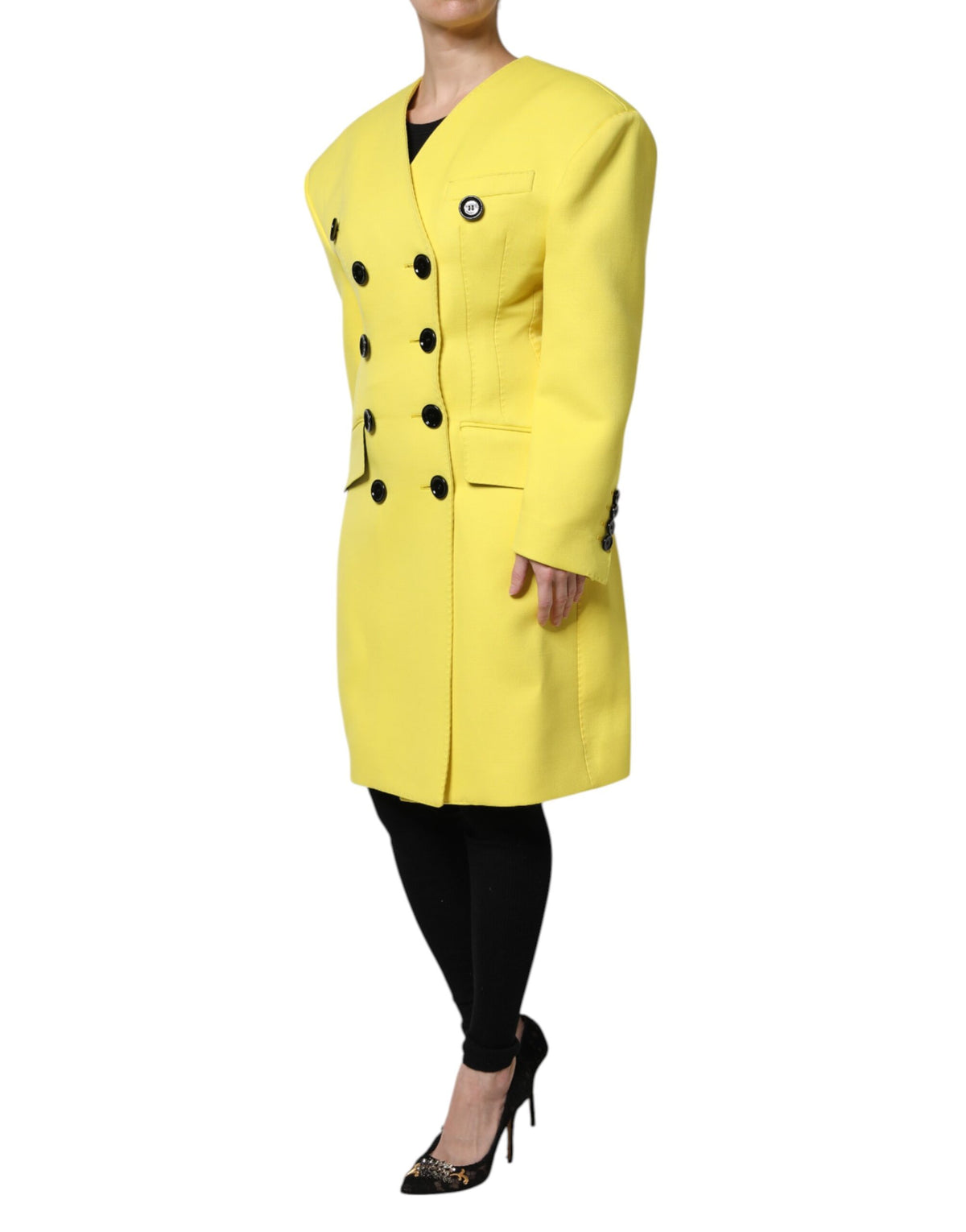 Trench Dolce & Gabbana femme croisé en laine vierge jaune – JKT41446