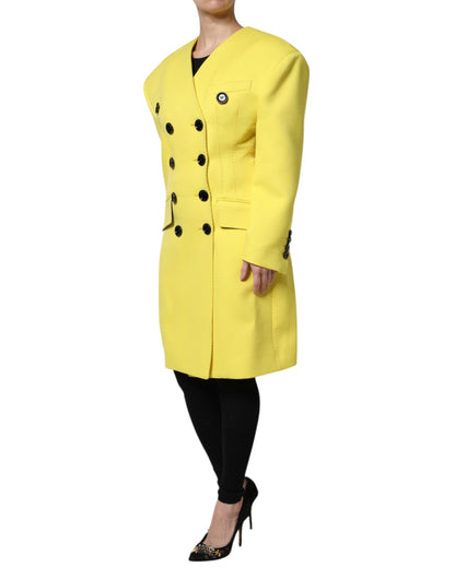 Trench Dolce & Gabbana femme croisé en laine vierge jaune – JKT41446