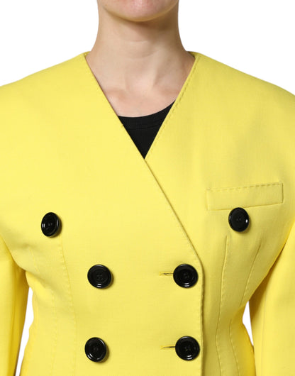Trench Dolce & Gabbana femme croisé en laine vierge jaune – JKT41446