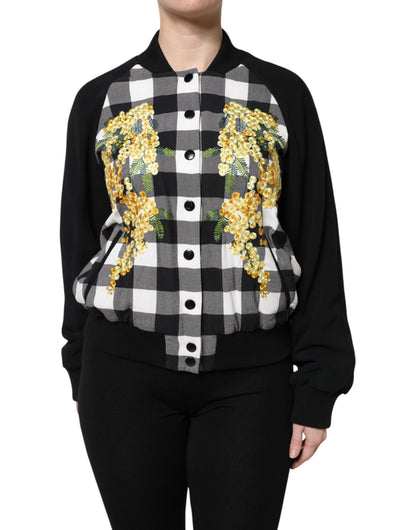 Veste Dolce & Gabbana femme à carreaux et fleurs noir et blanc – JKT41445