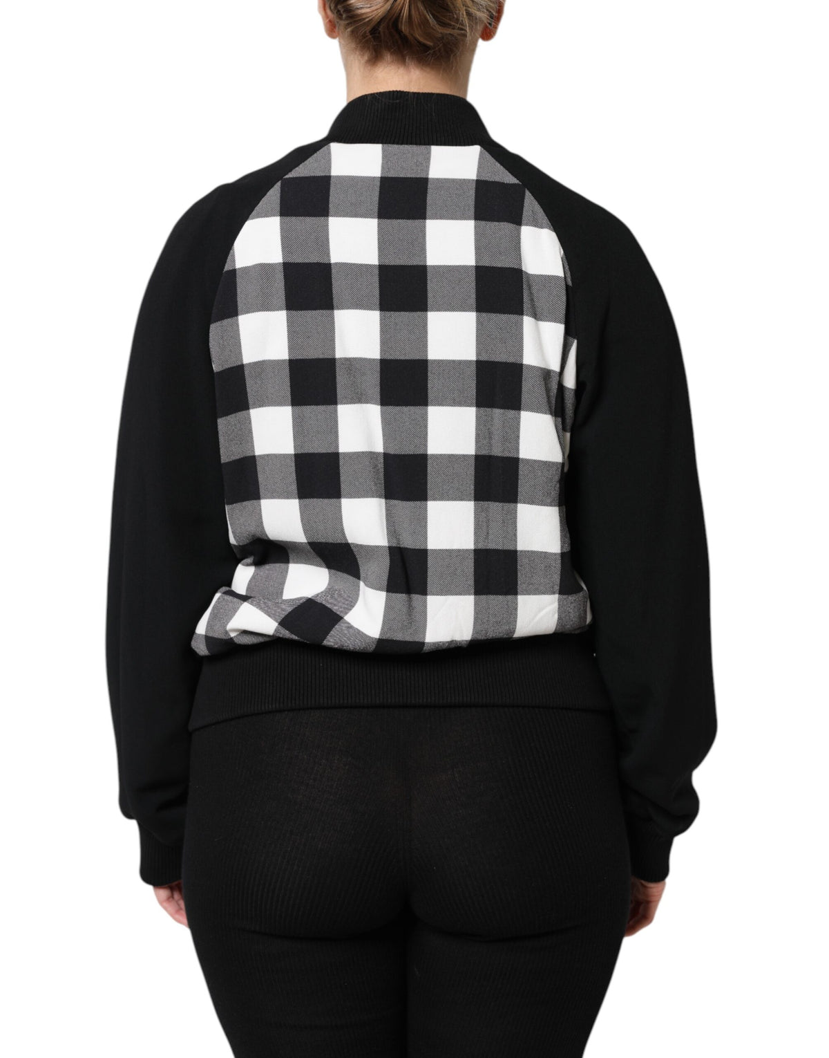 Veste Dolce & Gabbana femme à carreaux et fleurs noir et blanc – JKT41445