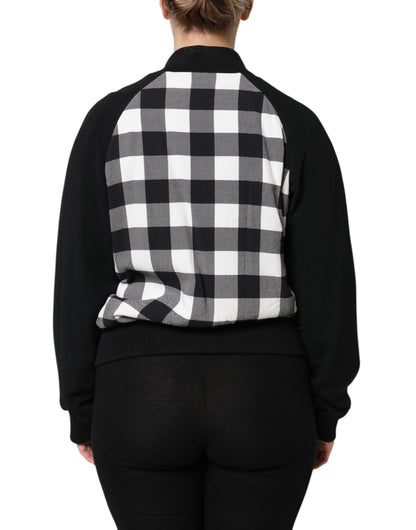 Veste Dolce & Gabbana femme à carreaux et fleurs noir et blanc – JKT41445