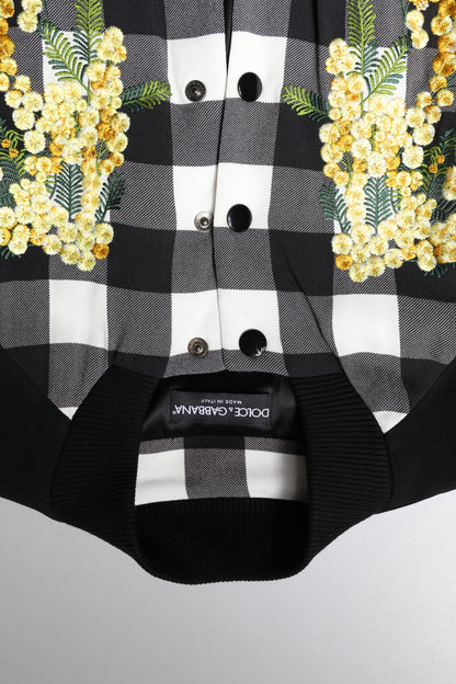Veste Dolce & Gabbana femme à carreaux et fleurs noir et blanc – JKT41445