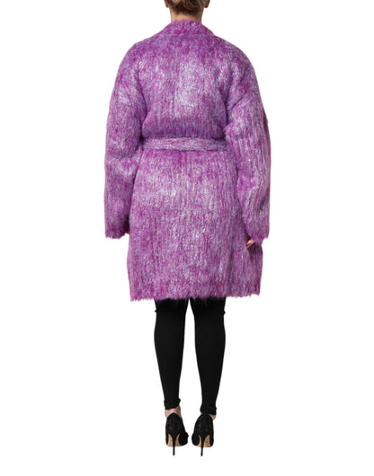 Trench Dolce & Gabbana femme à boutons bijoux en laine et mohair violet – JKT41448