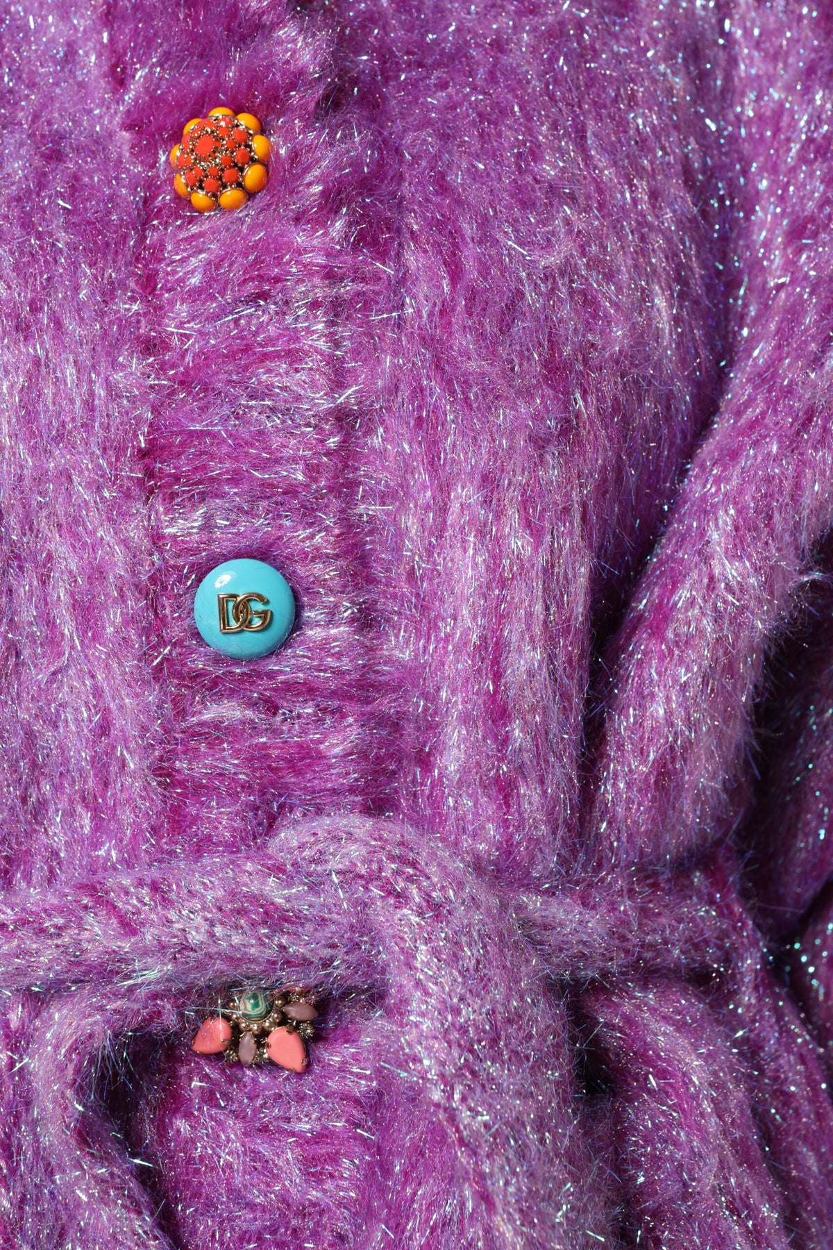 Trench Dolce & Gabbana femme à boutons bijoux en laine et mohair violet – JKT41448