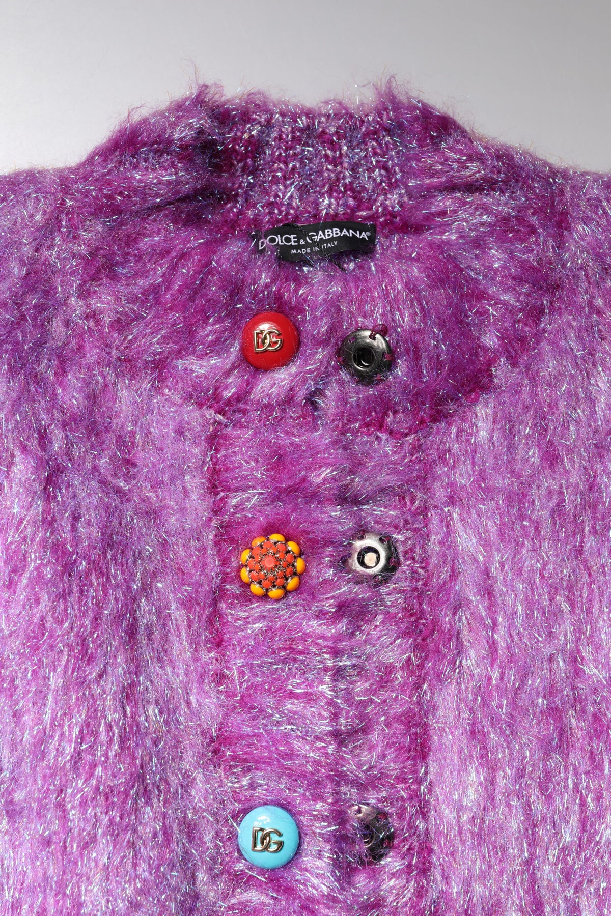 Trench Dolce & Gabbana femme à boutons bijoux en laine et mohair violet – JKT41448