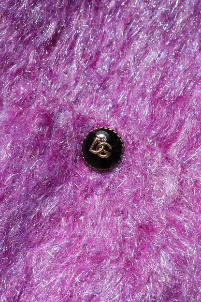 Trench Dolce & Gabbana femme à boutons bijoux en laine et mohair violet – JKT41448