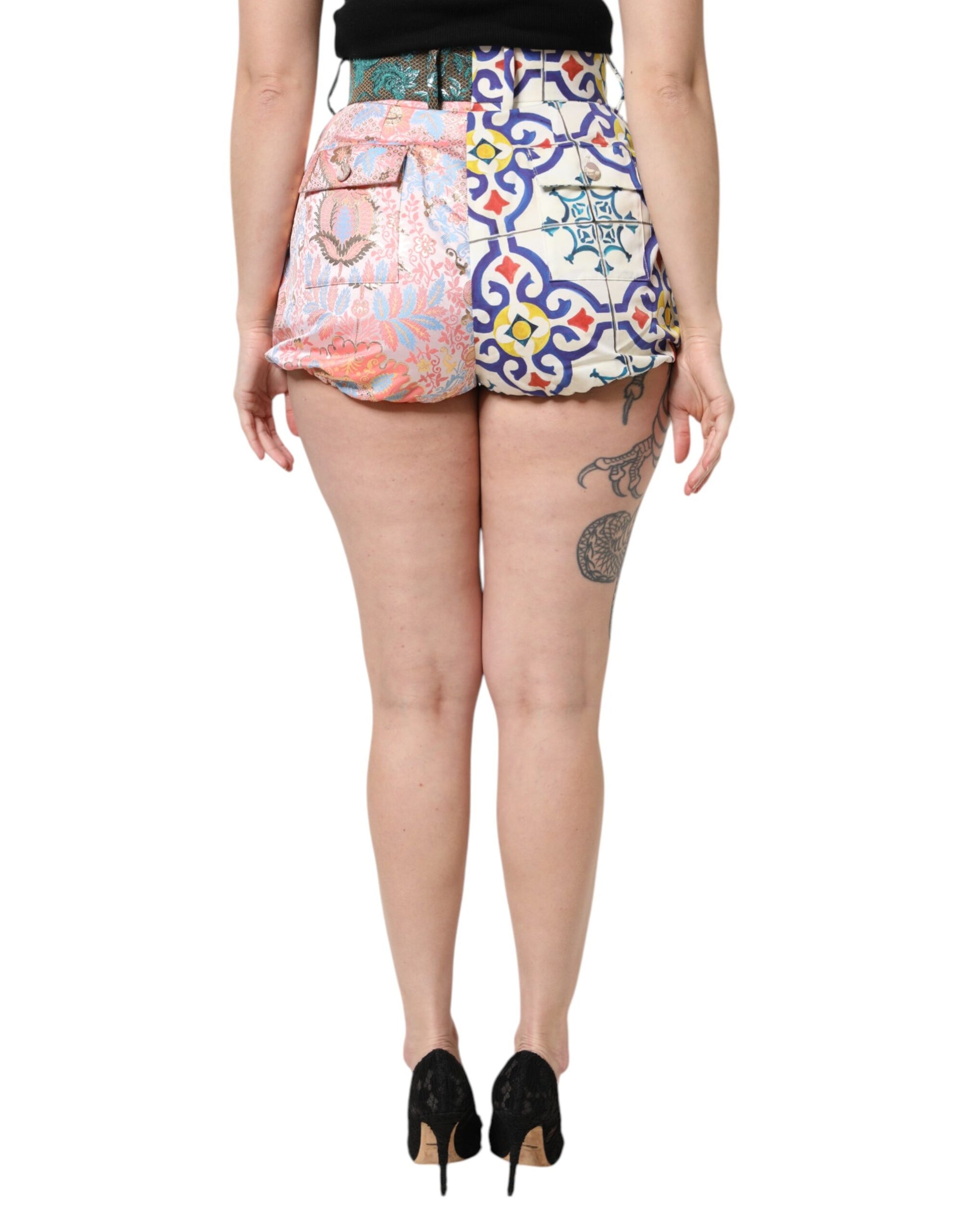 Dolce & Gabbana Multicolor High Waist Women Hot Pants Shorts by Dolce & Gabbana