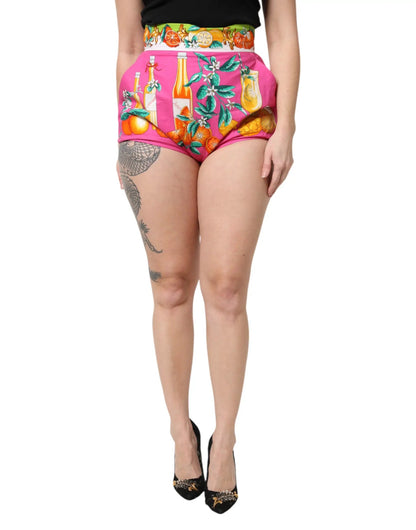 Dolce & Gabbana Pink Printed High Waist Hot Pants Shorts by Dolce & Gabbana