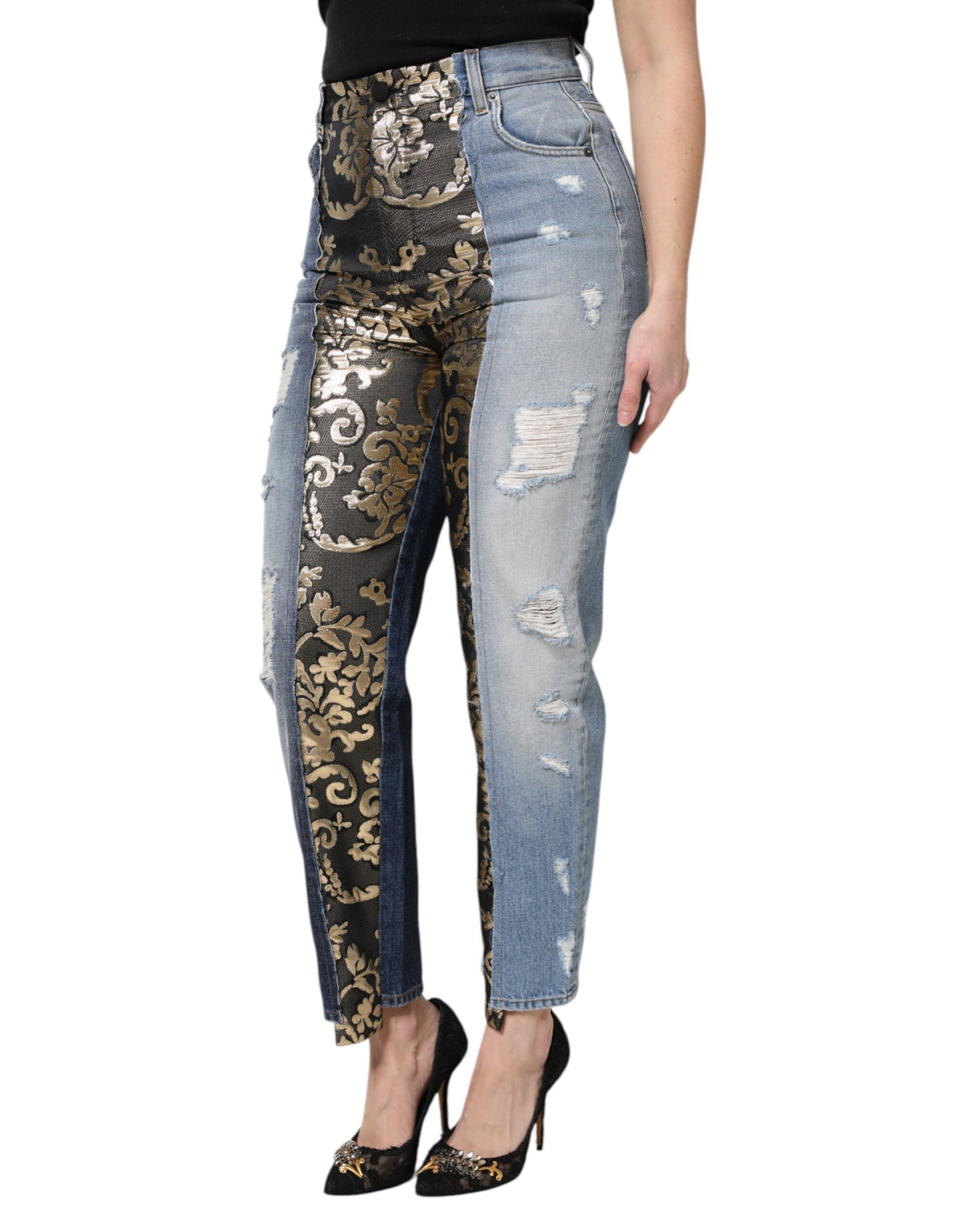 Jean Dolce & Gabbana femme taille haute patchwork multicolore – PAN76318