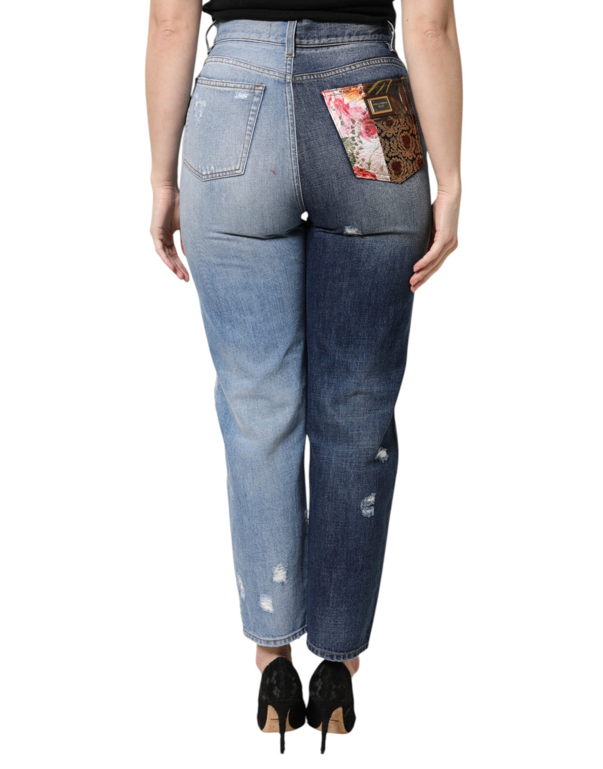 Jean Dolce & Gabbana femme taille haute patchwork multicolore – PAN76318
