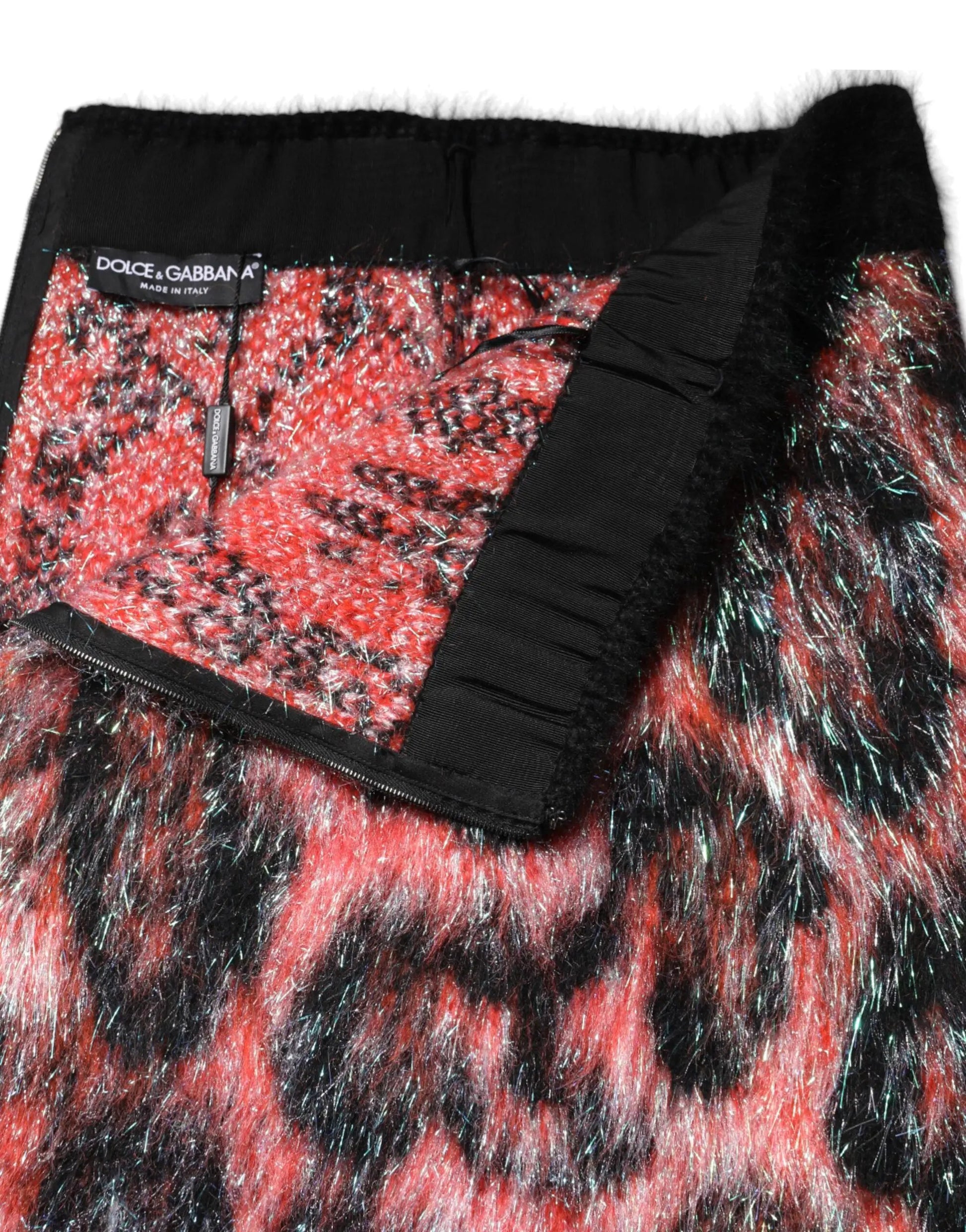 Dolce & Gabbana Multicolor Plush High Waist Mini Skirt by Dolce & Gabbana