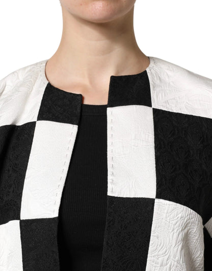 Dolce & Gabbana White Black Patchwork Jacquard Blazer Jacket by Dolce & Gabbana