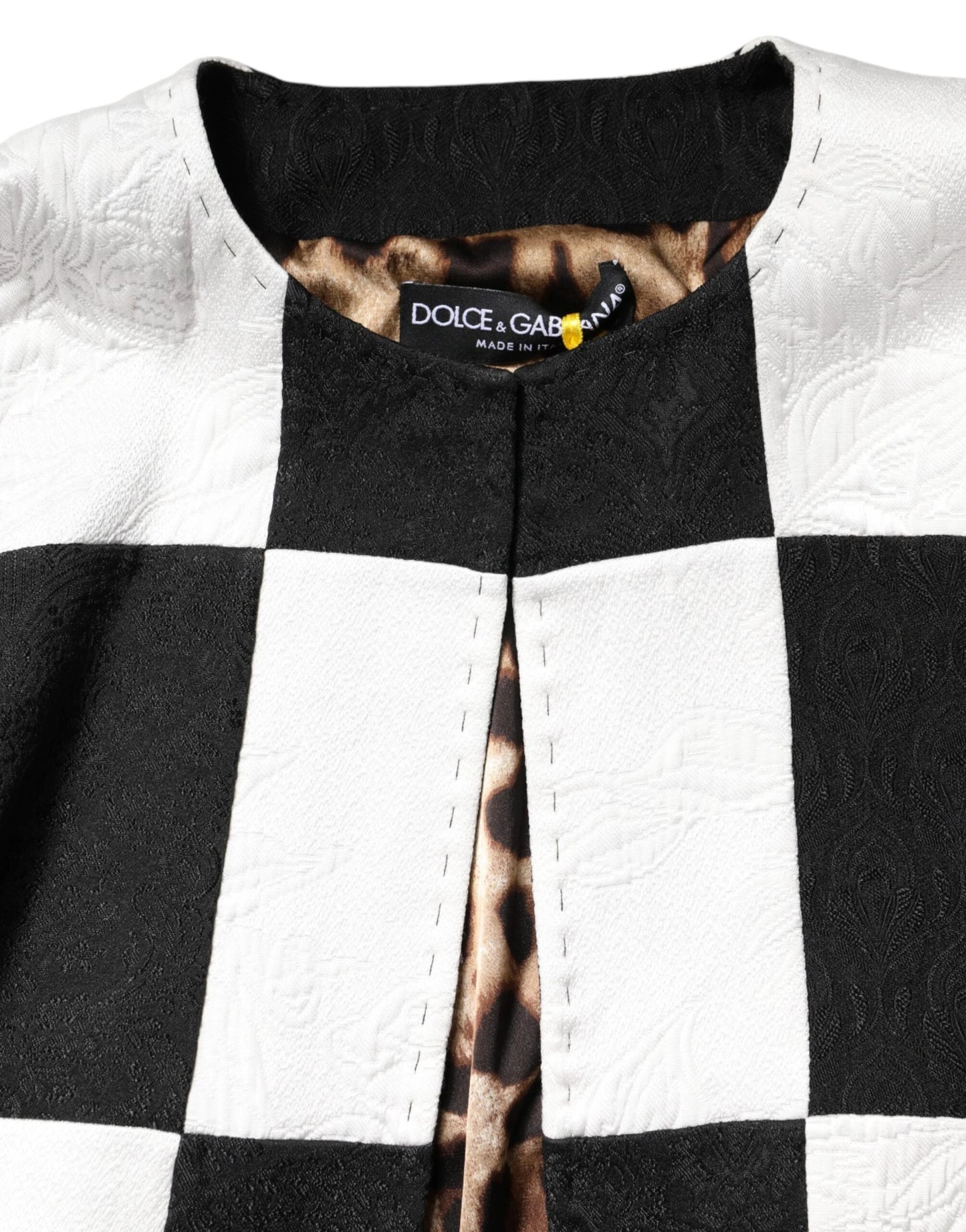 Dolce & Gabbana White Black Patchwork Jacquard Blazer Jacket by Dolce & Gabbana